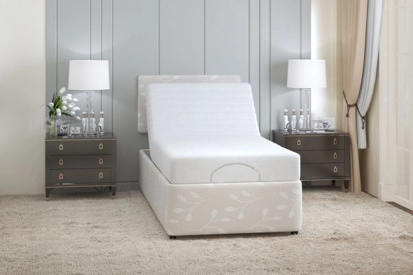 Laybrook Corfe single adjustable bed with the back raised steeply
