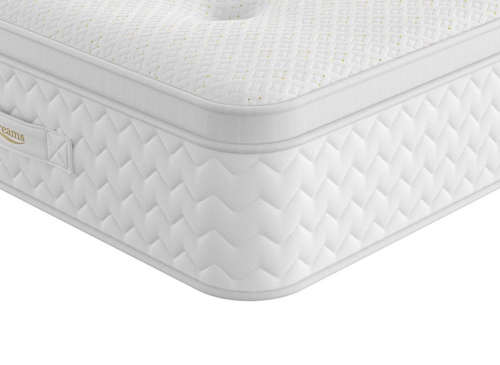 Corner of the Dream Team Gold Lynmouth mattress with its tufted, squared edge