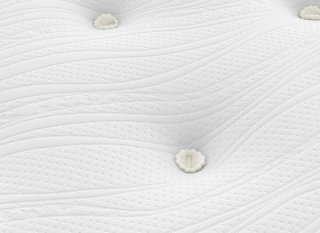 Close-up of the tufted knitted cover of the Dreams Workshop Braybrook mattress