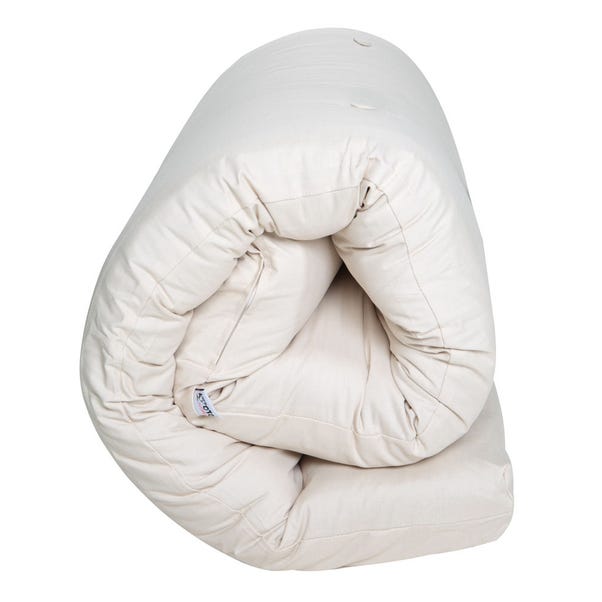 Dunelm Mito futon mattress rolled up for storage
