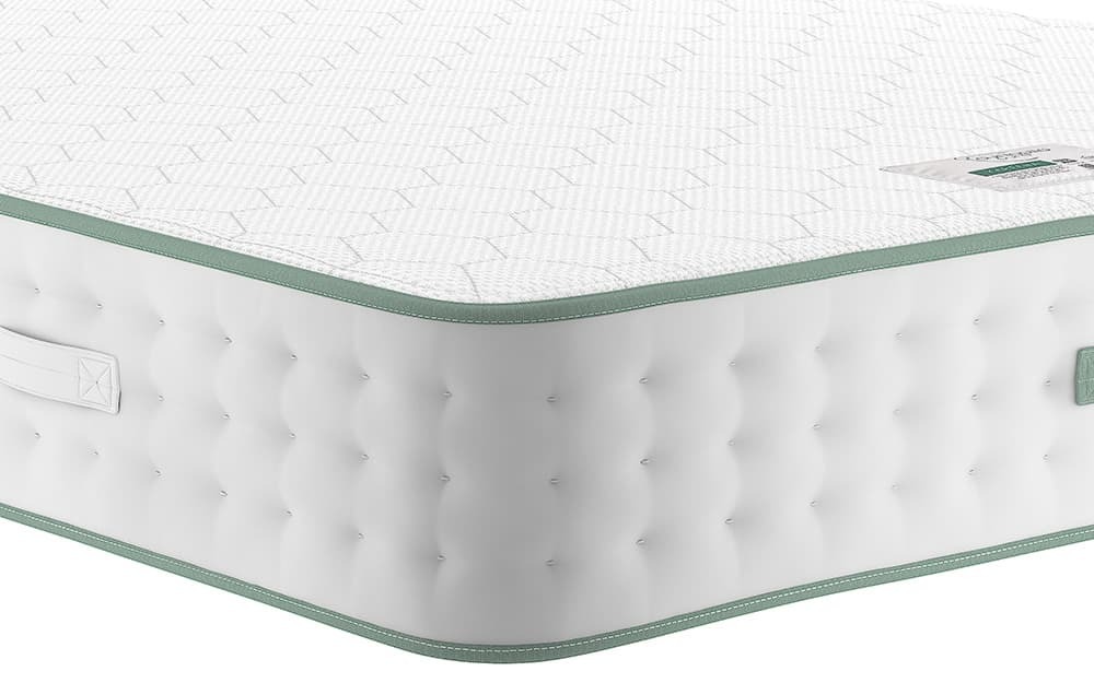 Dunlopillo Kareena mattress corner close-up of the quilted cover and side stitching