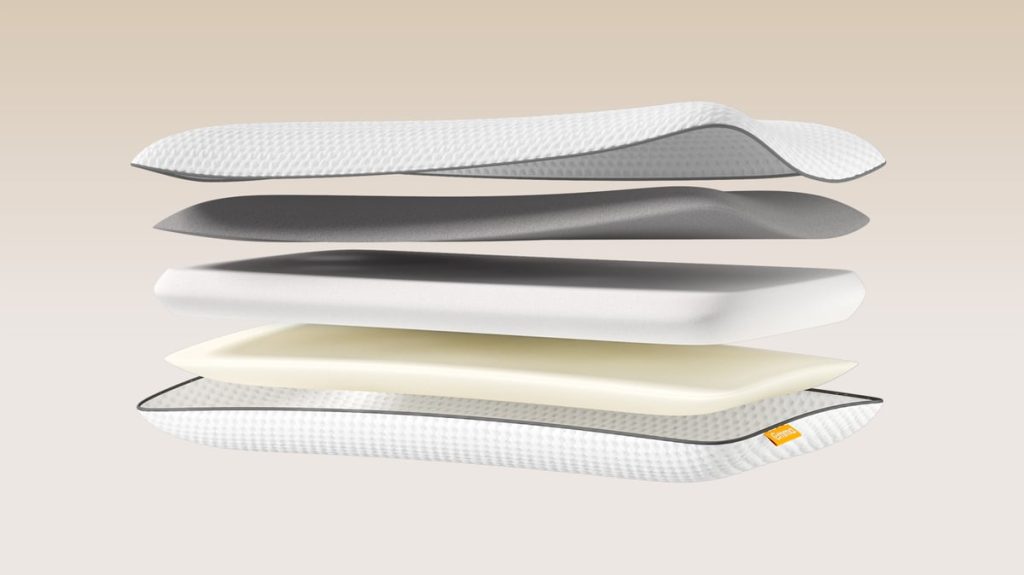 Emma Adapt Cooling Pillow layers separated: cover, cooling foam, support foam and soft foam