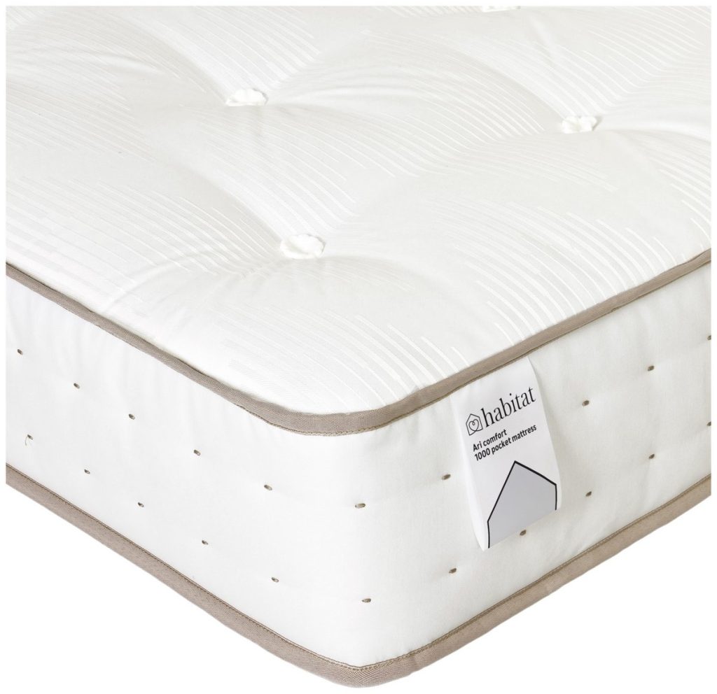 Habitat Ari Natural 1000 Pocket Comfort mattress, corner with tufted cover and Habitat label
