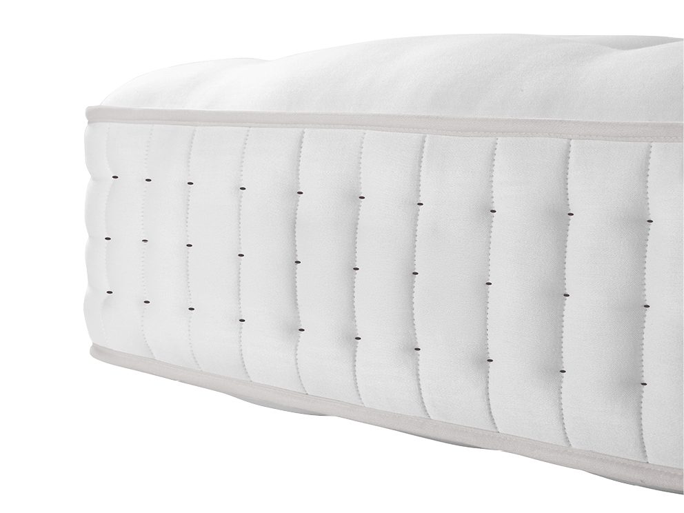 Side panel of the Harrison Spinks Clover 3000 mattress with rows of hand side stitching
