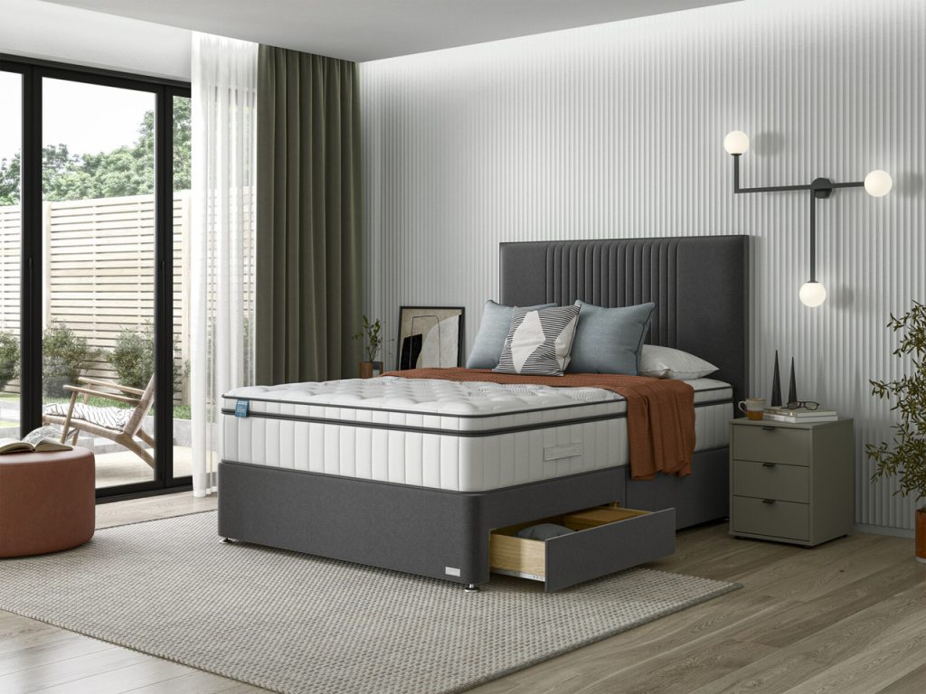 iGel NanoTech 3500i Plushtop on a grey divan bed in a bedroom