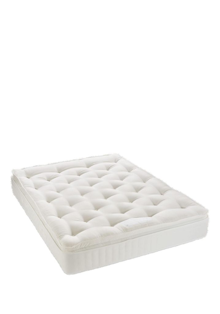 John Lewis Waitrose Wool 1800 Pillowtop mattress, full view on white