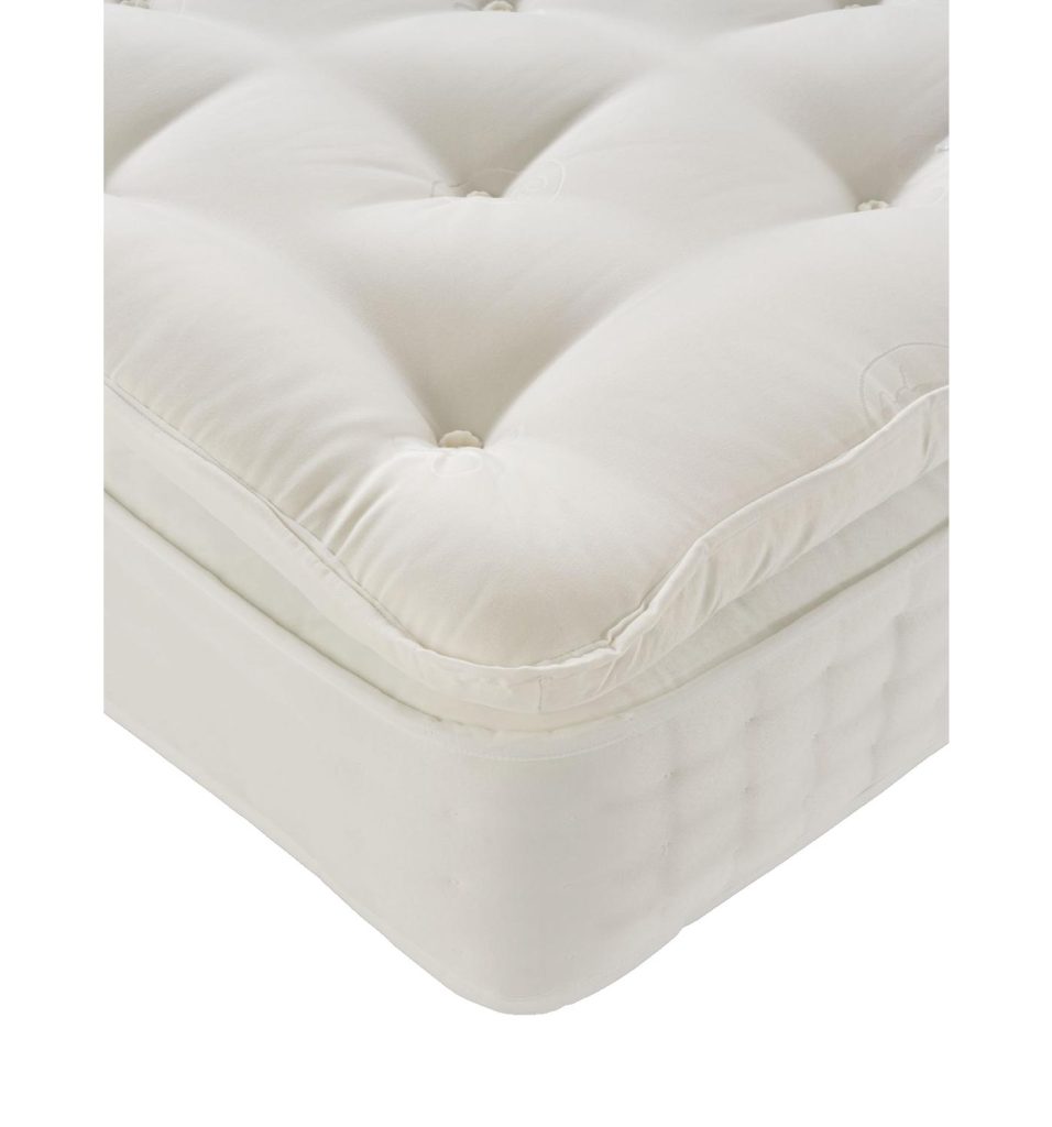 Corner of the Waitrose Wool 1800 Pillowtop showing the separate top layer