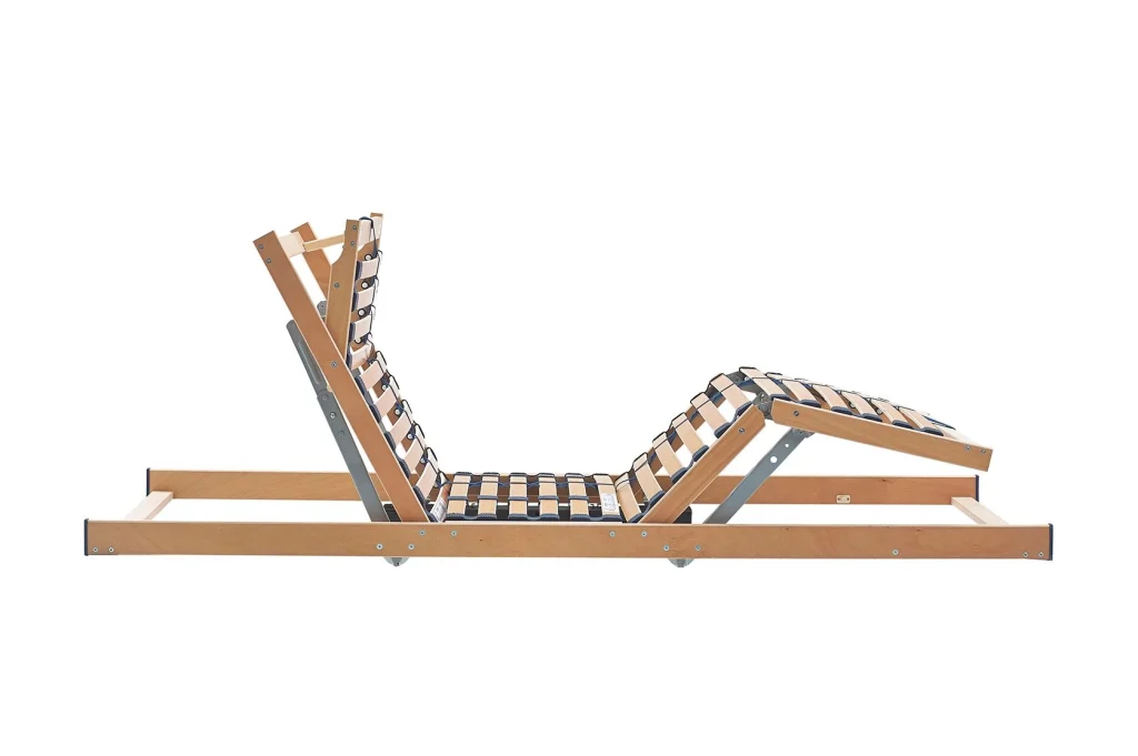 Laybrook standard 18-stone five-part adjustable bed mechanism with wooden slats, raised