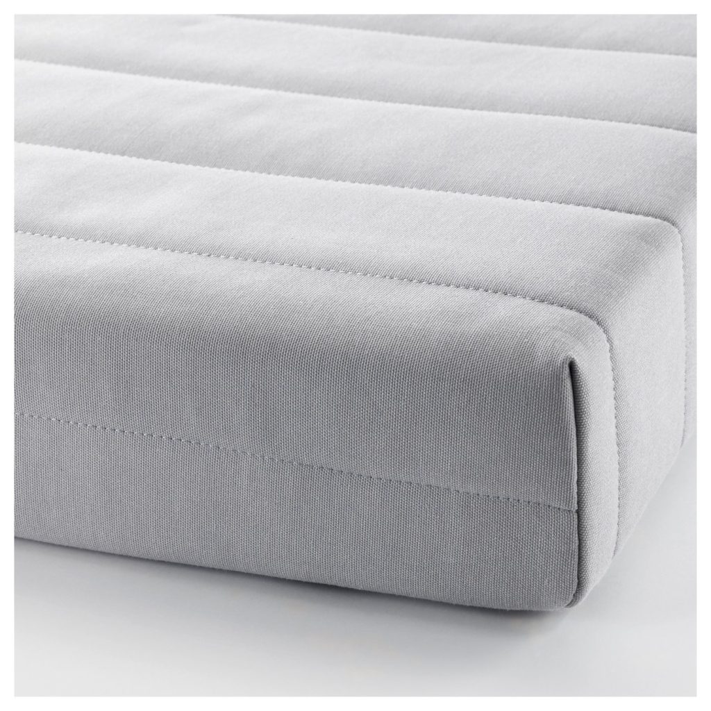 IKEA Lycksele Murbo mattress, close-up of the quilted grey cover