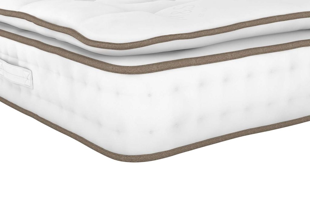 M&S 1000 British Wool Pillowtop Mattress, corner showing the pillowtop and side handle