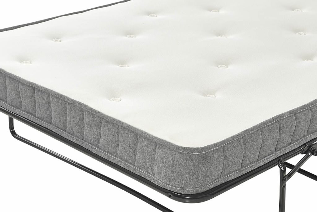 MyBedFrames pocket spring sofa bed mattress, grey border and tufted top on the frame