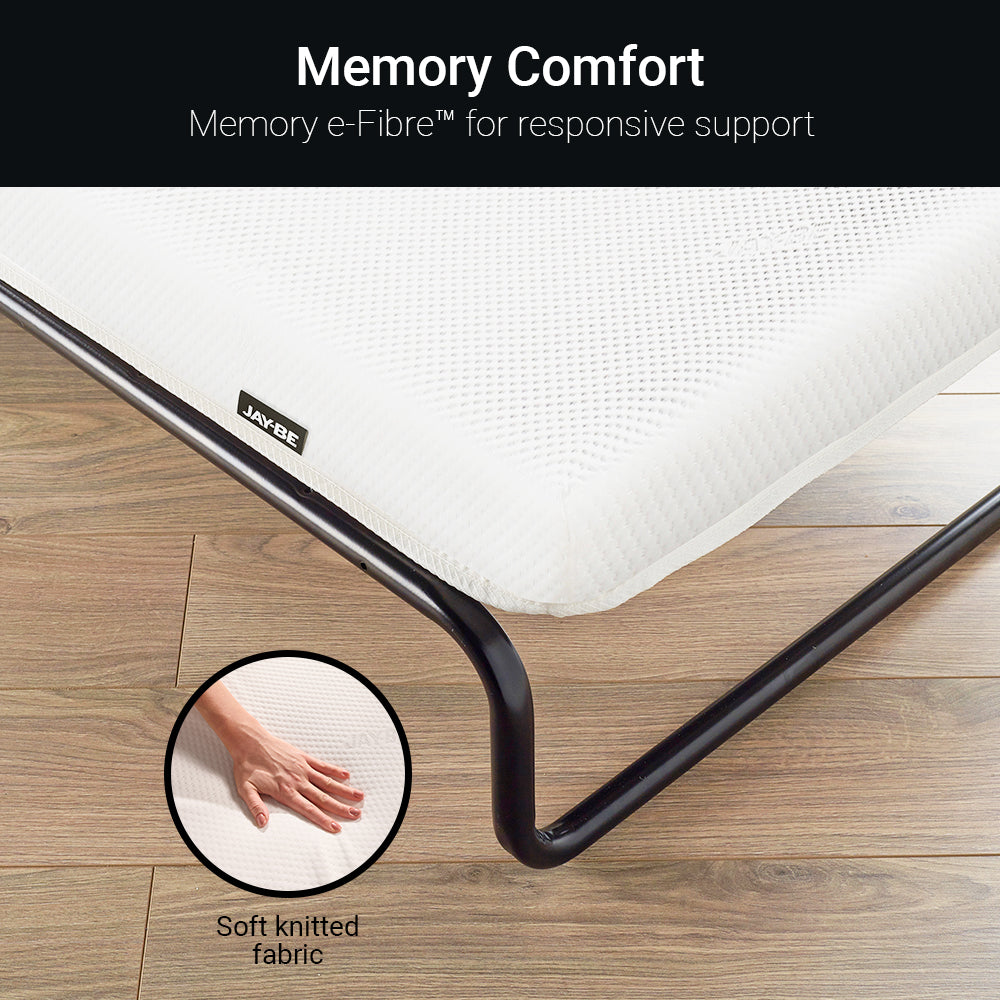 Close-up of the Jay-Be Revolution mattress corner, knitted cover and steel frame