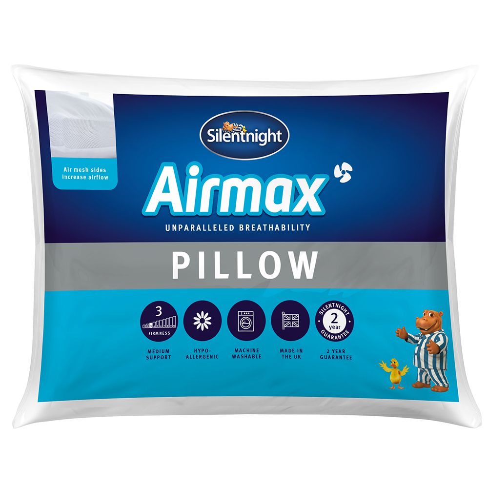 Silentnight Airmax Pillow in its blue retail packaging