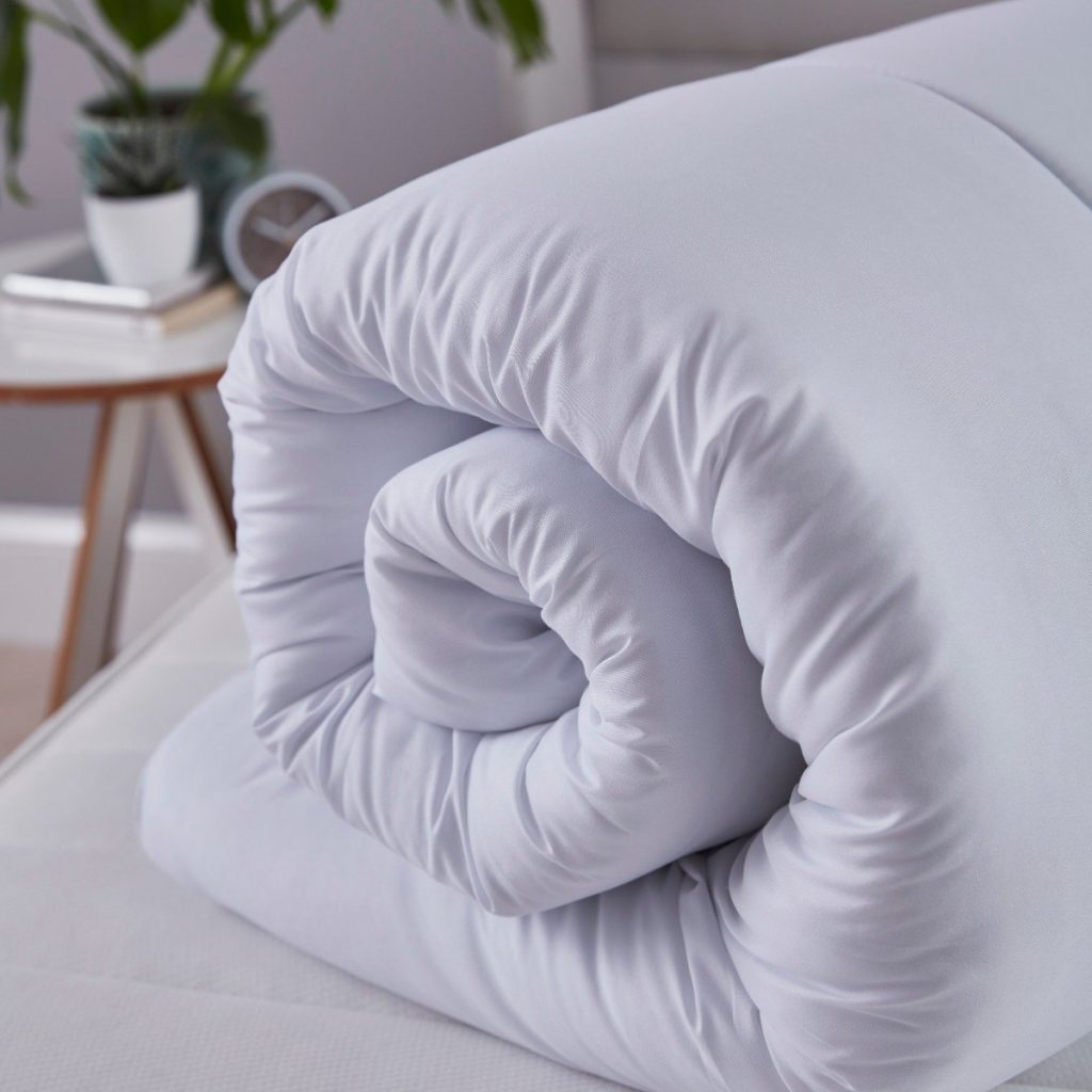 Close-up of the rolled Silentnight Anti-Allergy duvet