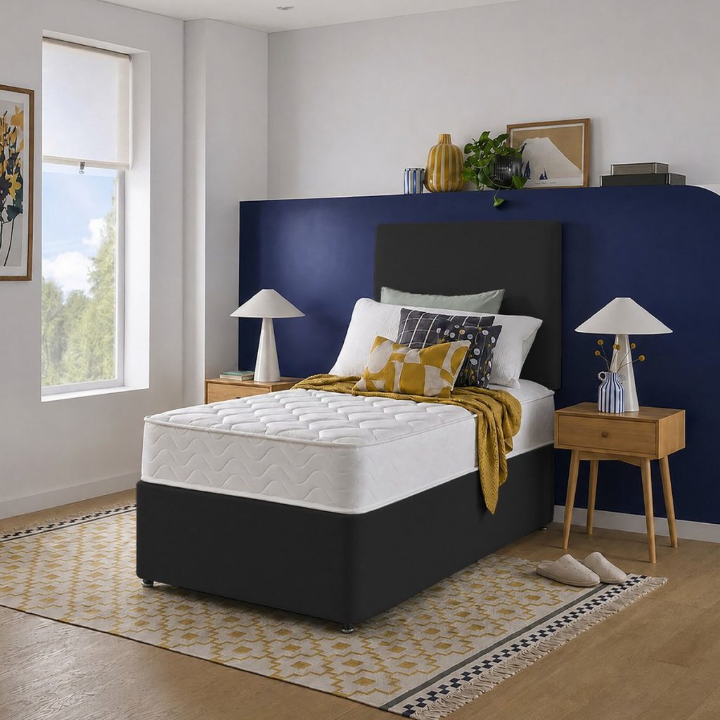 Silentnight Hatfield Memory Foam mattress on a single divan bed in a bedroom