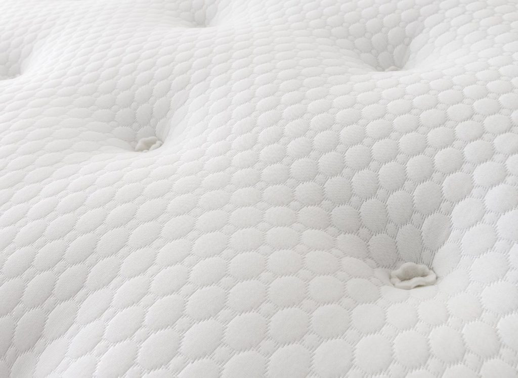 Close-up of the tufted quilted surface of the Silentnight Melrose mattress