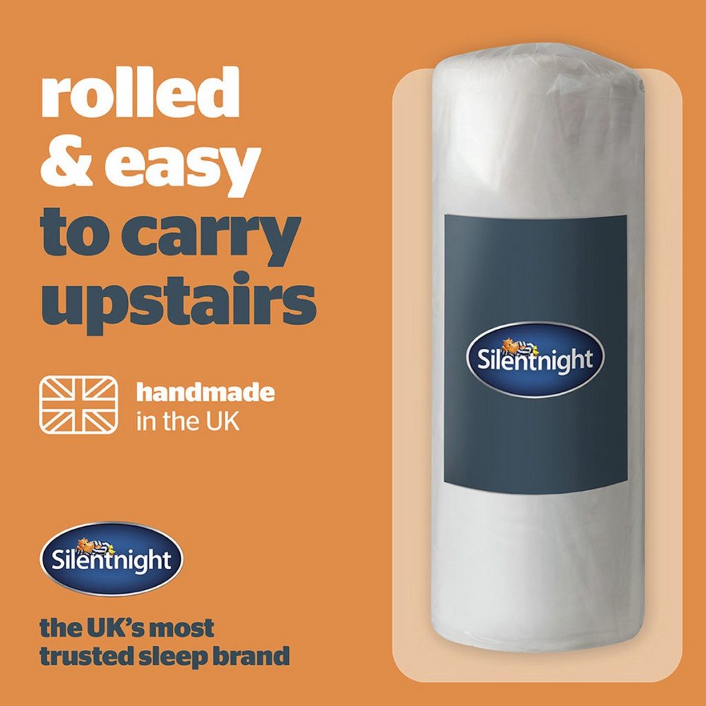 Silentnight Memory Foam Rolled mattress, rolled and packed for carrying