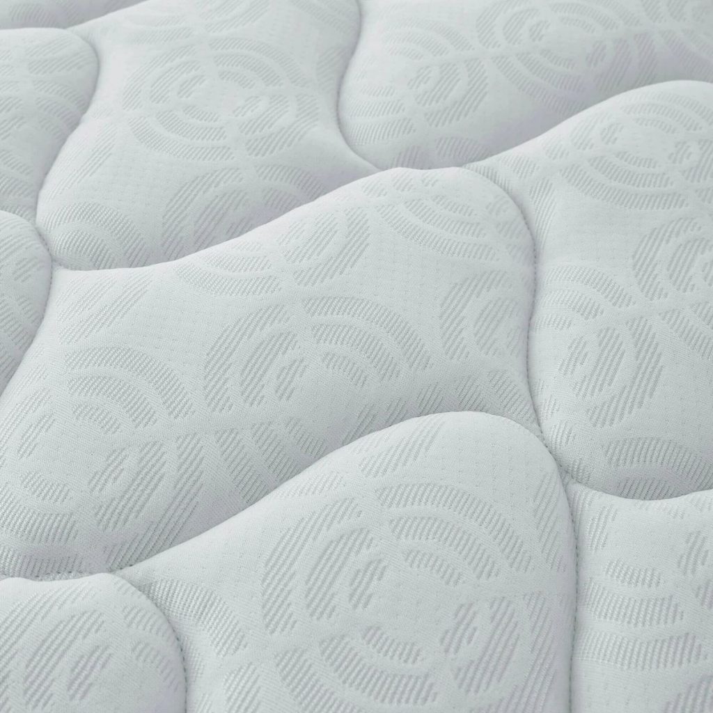 Silentnight Travis Miracoil Double Sided mattress, close-up of the quilted damask surface