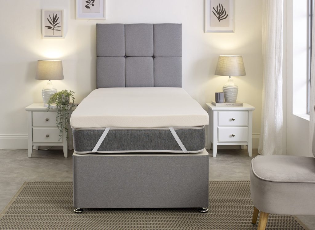 Starlight Beds memory foam topper seen from the foot of the bed