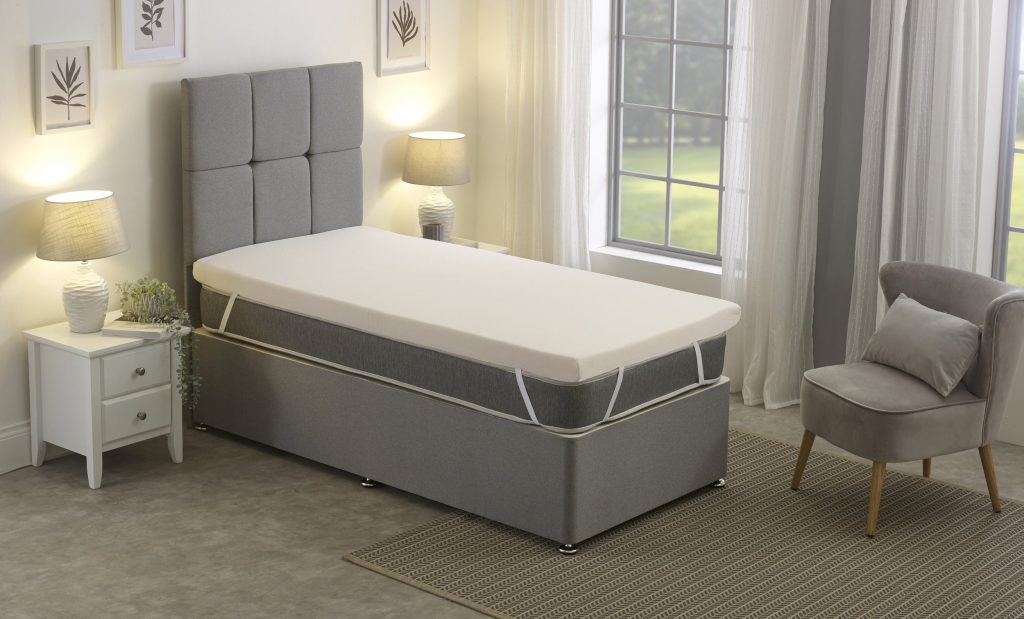 Starlight Beds memory foam topper strapped to a single divan bed