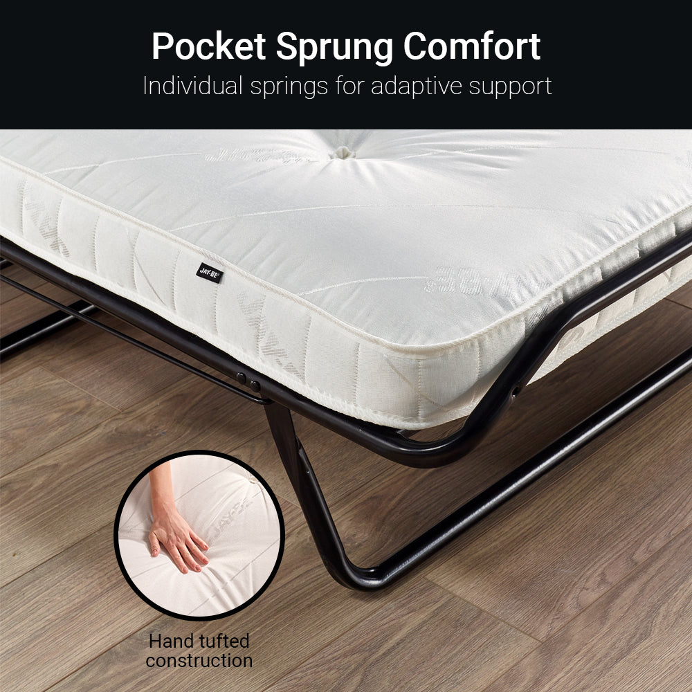 Close-up of the hand-tufted Jay-Be Supreme pocket sprung mattress