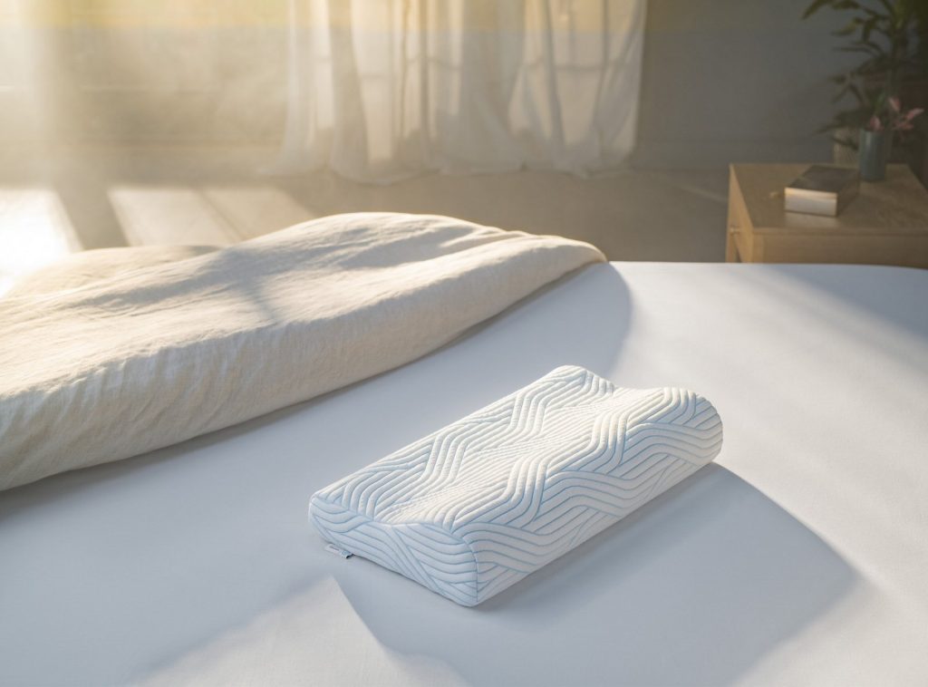 TEMPUR Original SmartCool pillow on a made bed in a sunlit bedroom