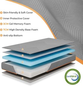 Vesgantti Tri-Fold Gel Memory Foam Folding Mattress 10cm