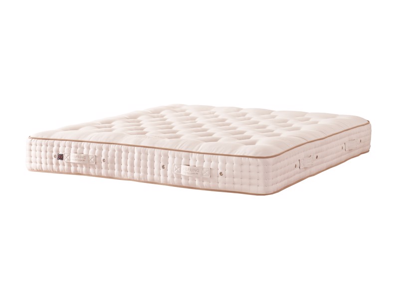 Vispring Sublime Superb mattress on a white background with gold piping